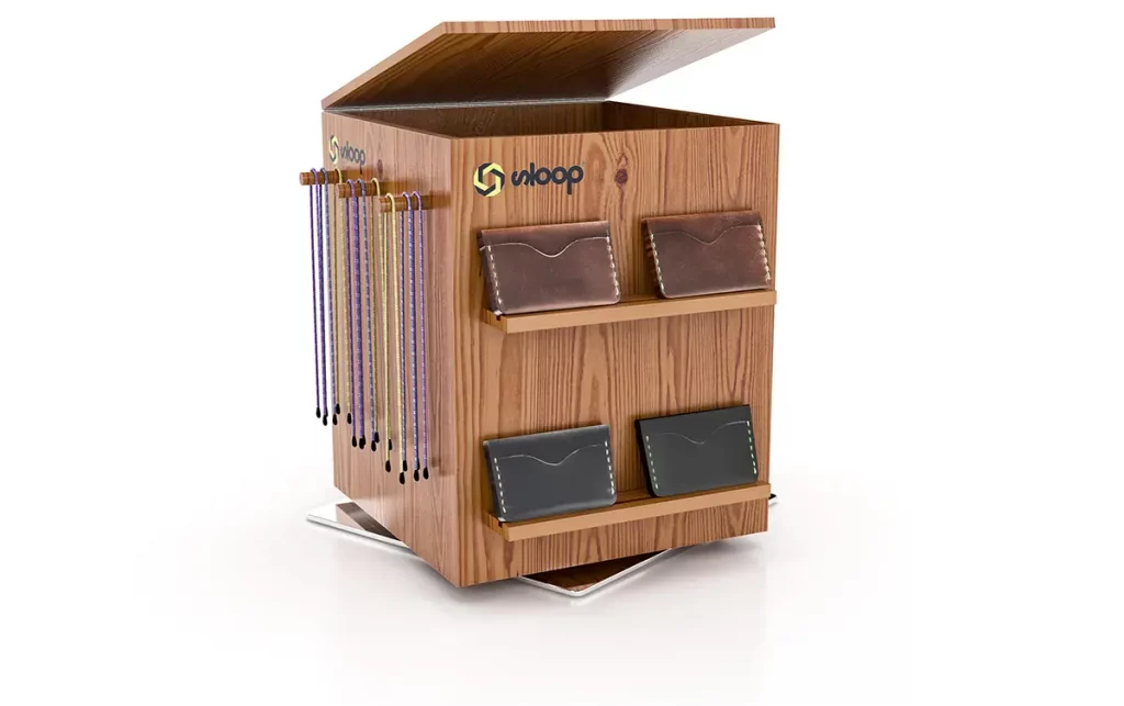 Expositor giratorio de madera con almacenaje para Sloop
