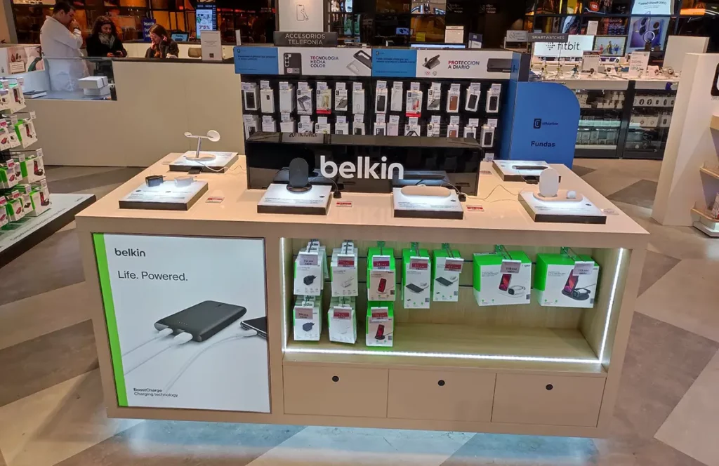 Góndola electrónica Belkin de madera con iluminación