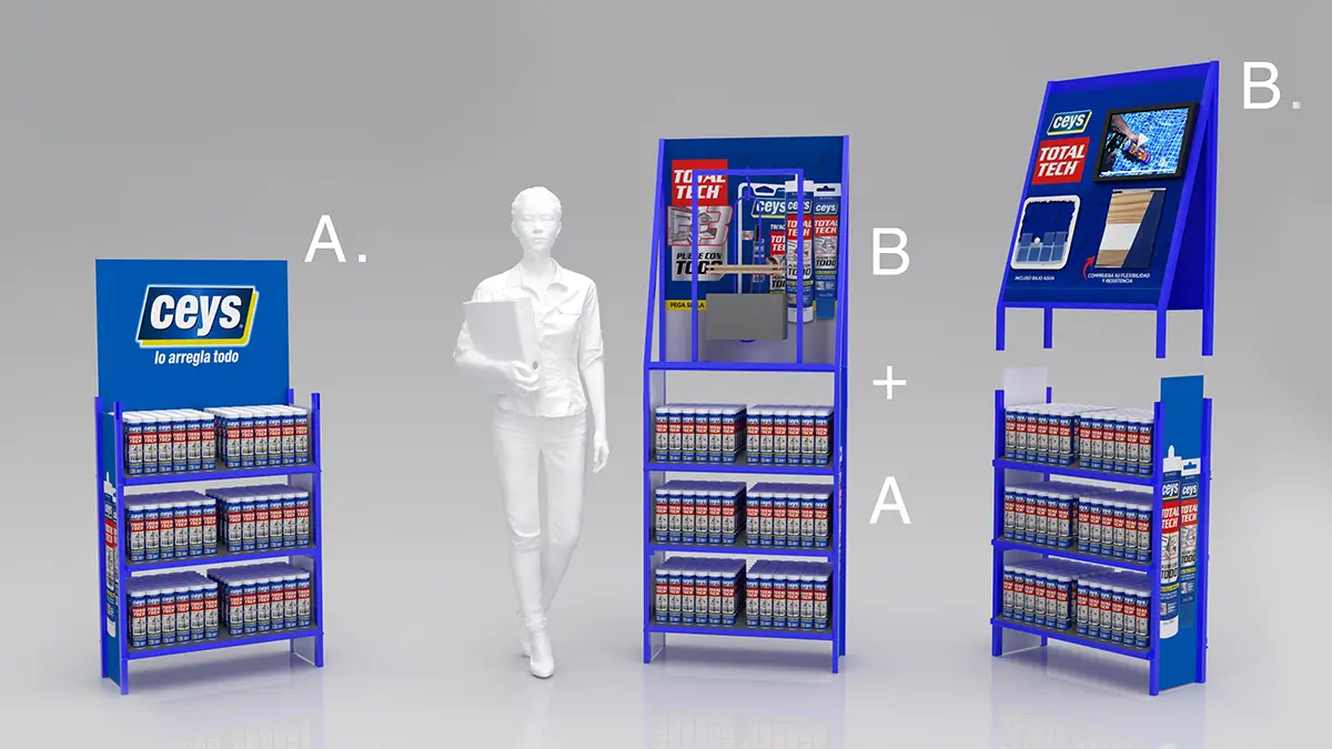 Expositor de suelo de metal modular Ceys 04