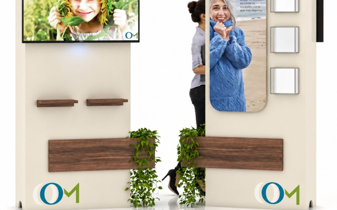 Mueble PLV de madera para Grupo OM: comunicación clara y diseño funcional para centros auditivos