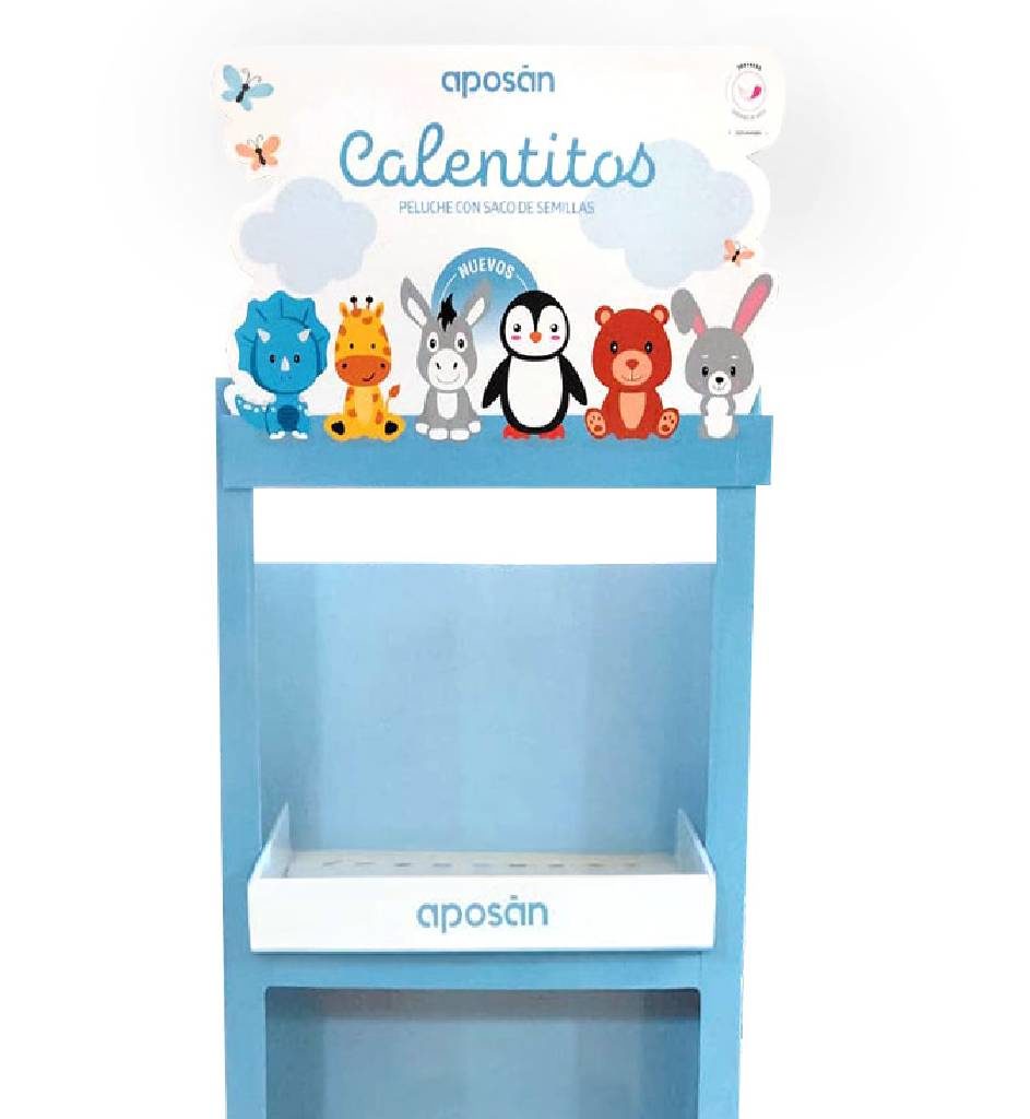 Farline – Expositor automontable para peluches Calentitos en farmacias
